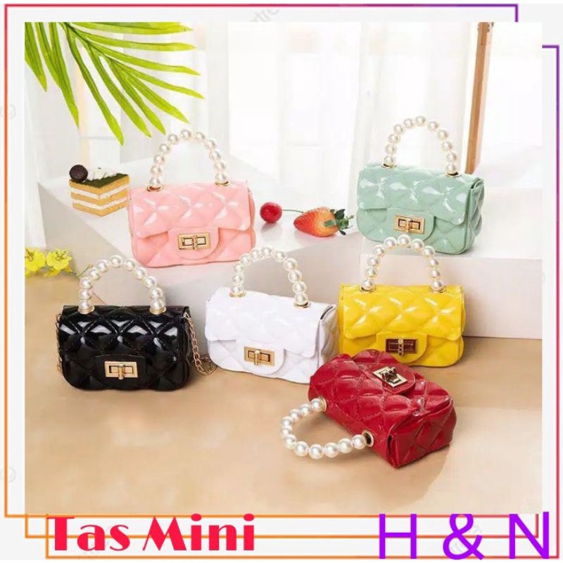 Tas import Jakarta Tas jelly glossy mini mutiara mini glossy