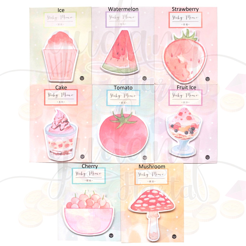 Memo Fruit and Ice Watermelon Ice Cream Cake Scrapbook Notes Lucu Unik GH 301214