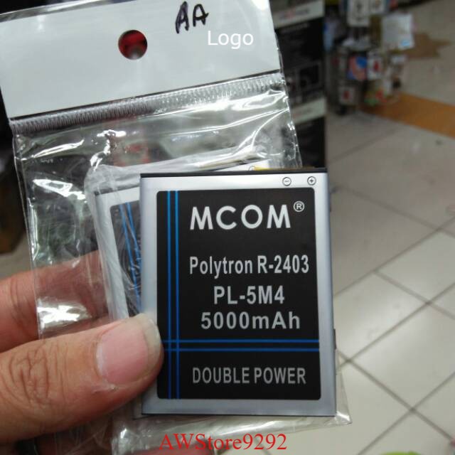 Mcom Battery Batre Baterai Double Power Mcom Polytron R1 PL5M4 PL-5M4 R2403 R-2403