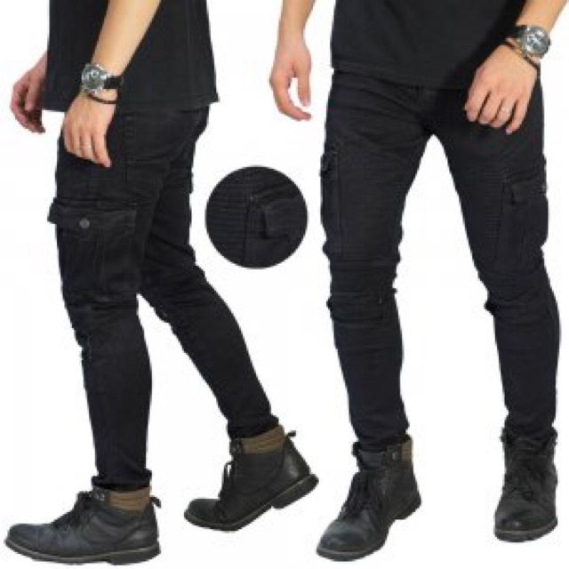 Biker Jeans Cargo Maskulin Black