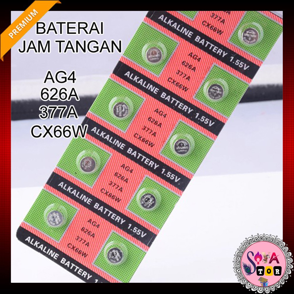 Baterai jam tangan kecil AG4 377A 626A CX66W batre kancing batere koin cocok dan compatible