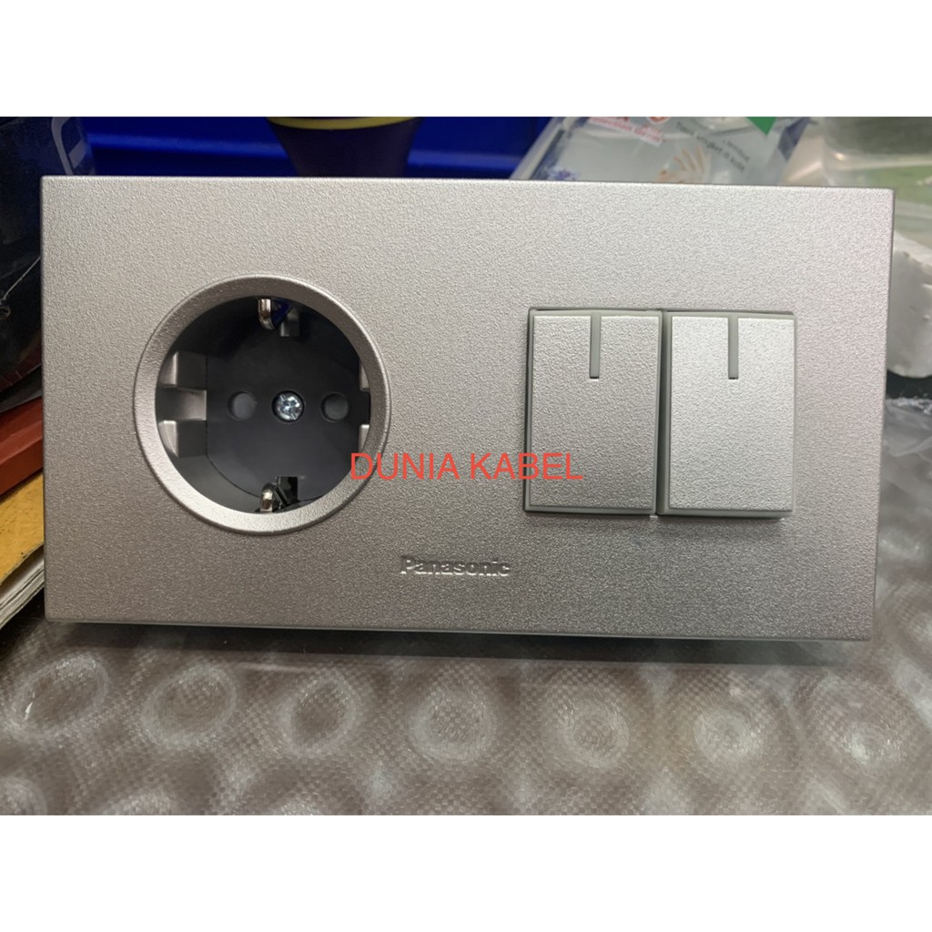 Stopkontak + Saklar double 2 gang Panasonic Silver MWS
