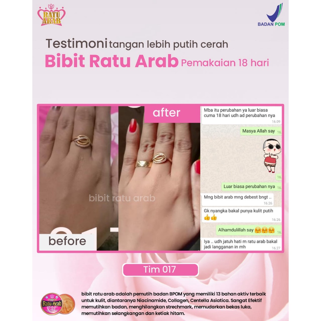 BIBIT RATU ARAB BPOM 100% ORIGINAL LOTION PEMUTIH/WHITENING AMAN