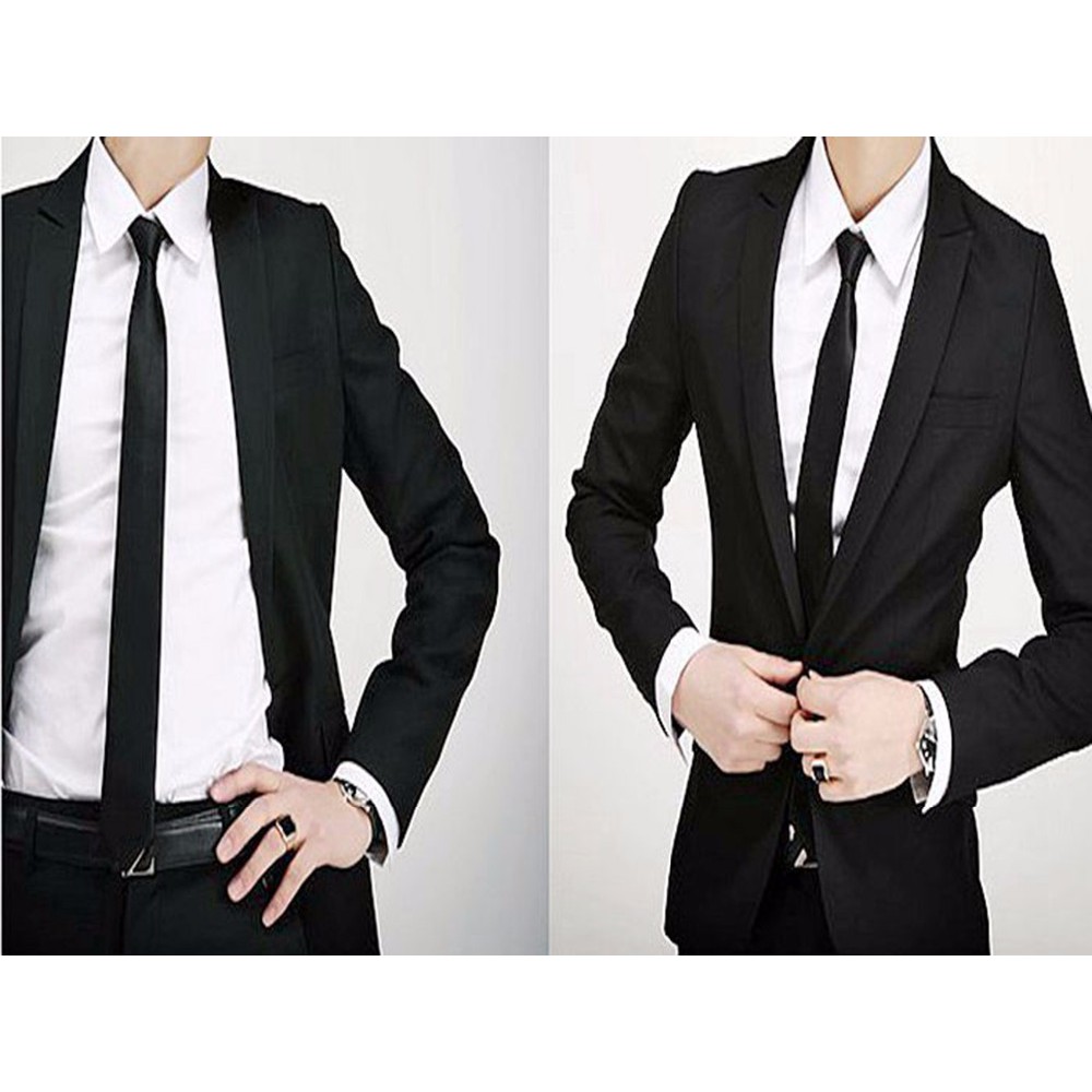 Dasi Panjang Pria Motif Polos Hitam / Black - Lebar 2 inch