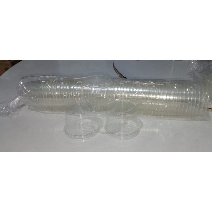 Gelas ice cream plastik/ Cup es krem 100 ml Bening isi 50 tanpa tutup