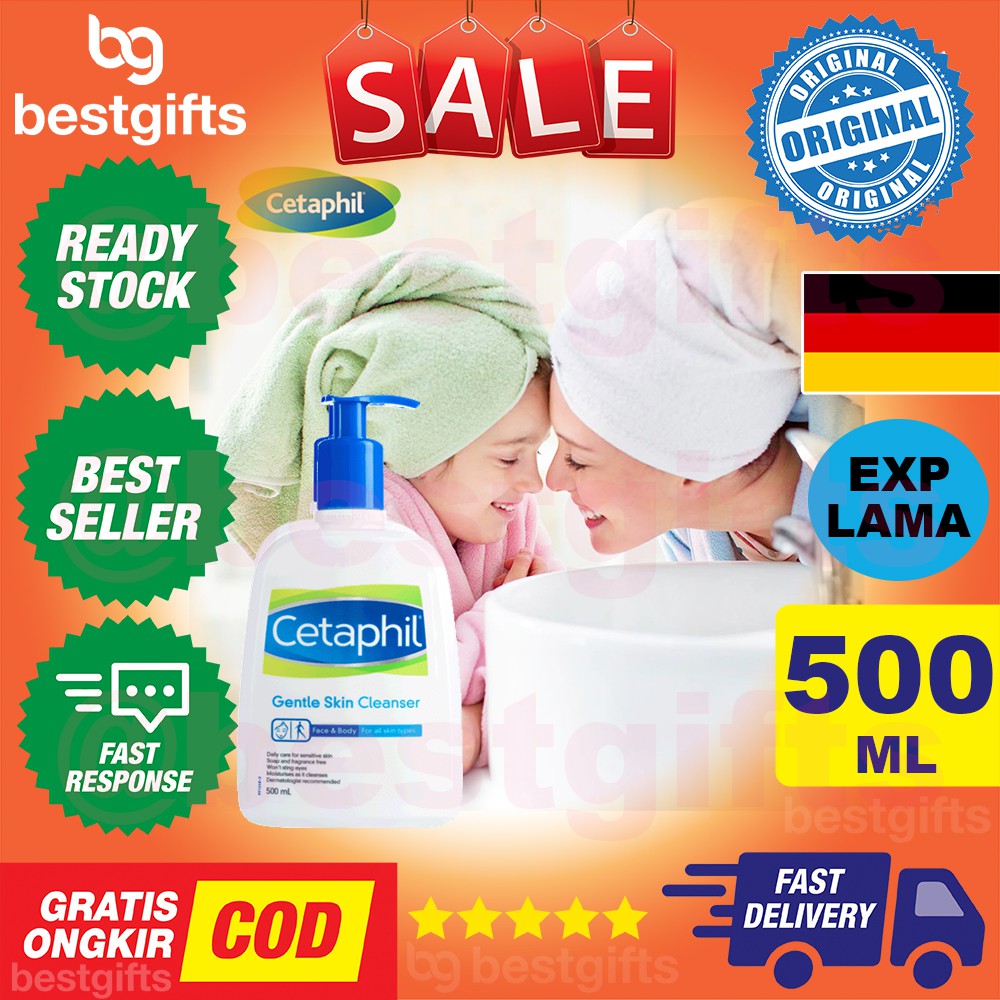 CETAPHIL GENTLE SKIN CLEANSER FOR FACE BODY ALL SKIN TYPES PEMBERSIH WAJAH SEMUA JENIS KULIT 500 ML