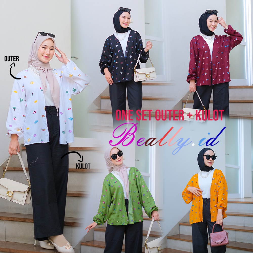 ONESET OUTER KIYOWO LOOSE PANTS | ARABELLA OUTER | ONE SET KIYOWO OUTER LENGAN BALON MOTIF KIMONO | OUTER KOREAN | OUTER KATUN RAYON VISCOSE MOTIF | OUTER WANITA | CARDIGAN MOTIF