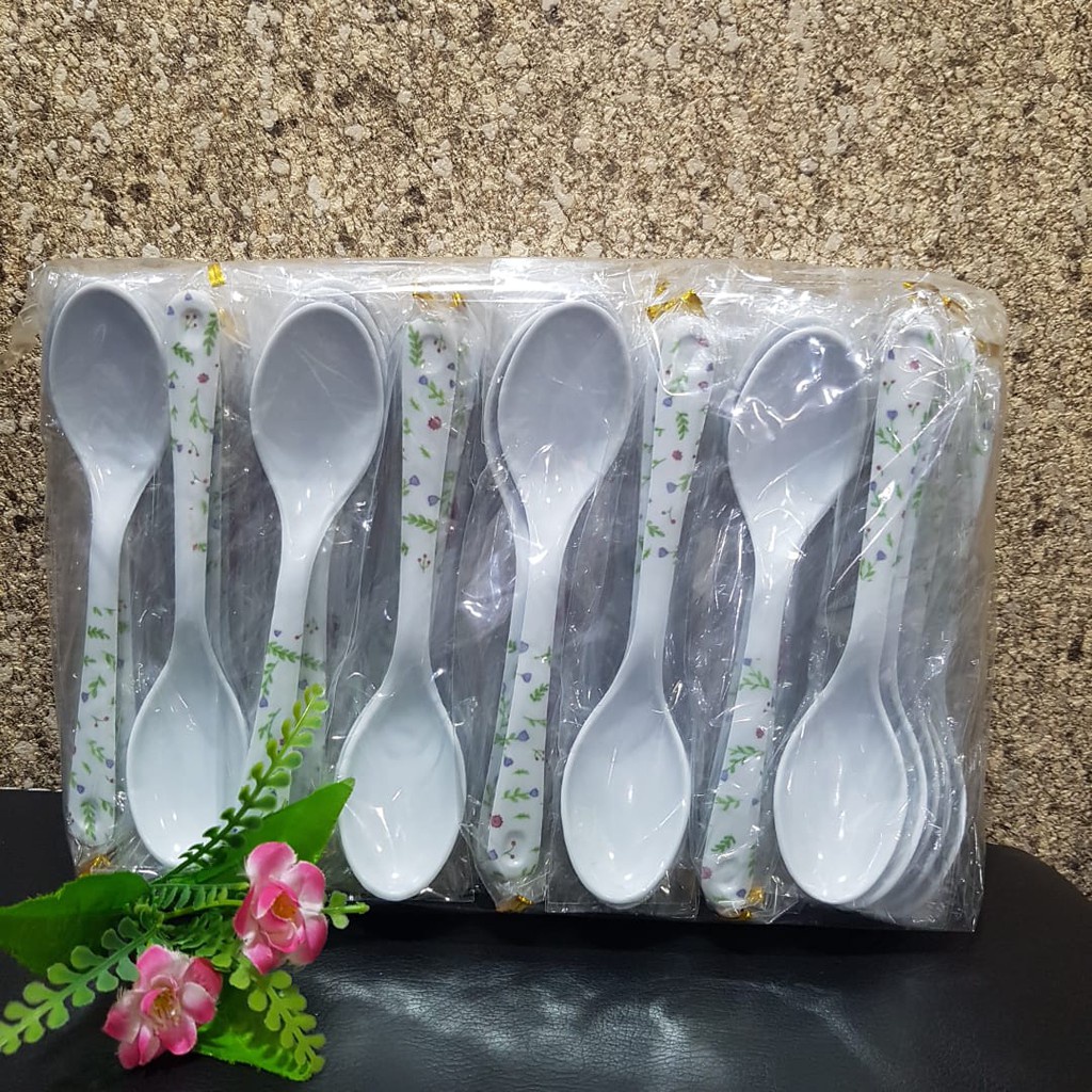 [DEASHOP] [1 PCS] SENDOK MAKAN BAHAN MELAMINE MOTIF BUNGA / SENDOK MURAH MELAMIN FOODGRADE