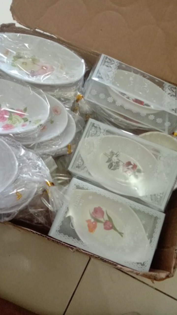 Souvenir Pernikahan Mangkok Melamin Bulat Kemas Plastik