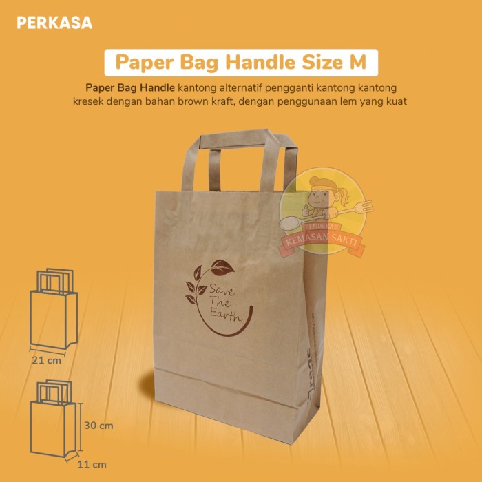 

✨ BISA COD ✨ Paper Bag Handle M 21x30x11 / Tas Kertas Kantong Roti / Fried Chicken
