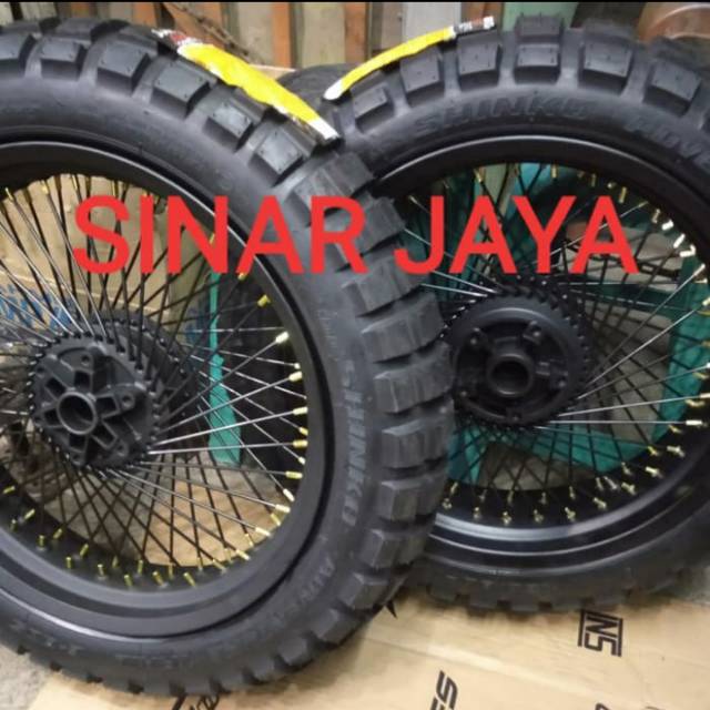 Velg jari 300 18/17 dan 450 17 plus ban SHINKO custom crambler japstyle tracker classic dll