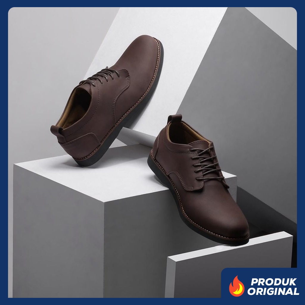 BRIDGE SERIES ORIGINAL x REYL MAN Sepatu Semi Formal Pria Pantofel Tali Kerja Kantor Dinas Resmi Guru Kantoran Pesta Resepsi Pernikahan Kondangan Nikah Undangan Wedding Kuliah Casual Black Brown Derby Oxford Semi Kulit Premium Footwear Keren Terbaru