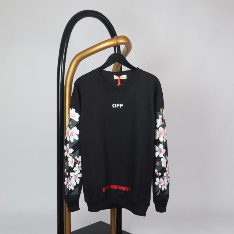 CREWNECK SWEATSHIRT PRIA WANITA BEST QUALITY SWEATER OBLONG ORIGINAL DISTRO CREWNECK SAKURA OFF WHIT