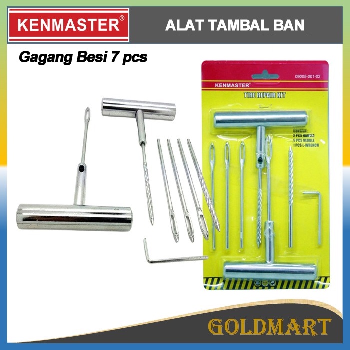 Alat Tambal Ban Tubles 7 pcs Original Kenmaster Tire Repair Set Gagang Besi