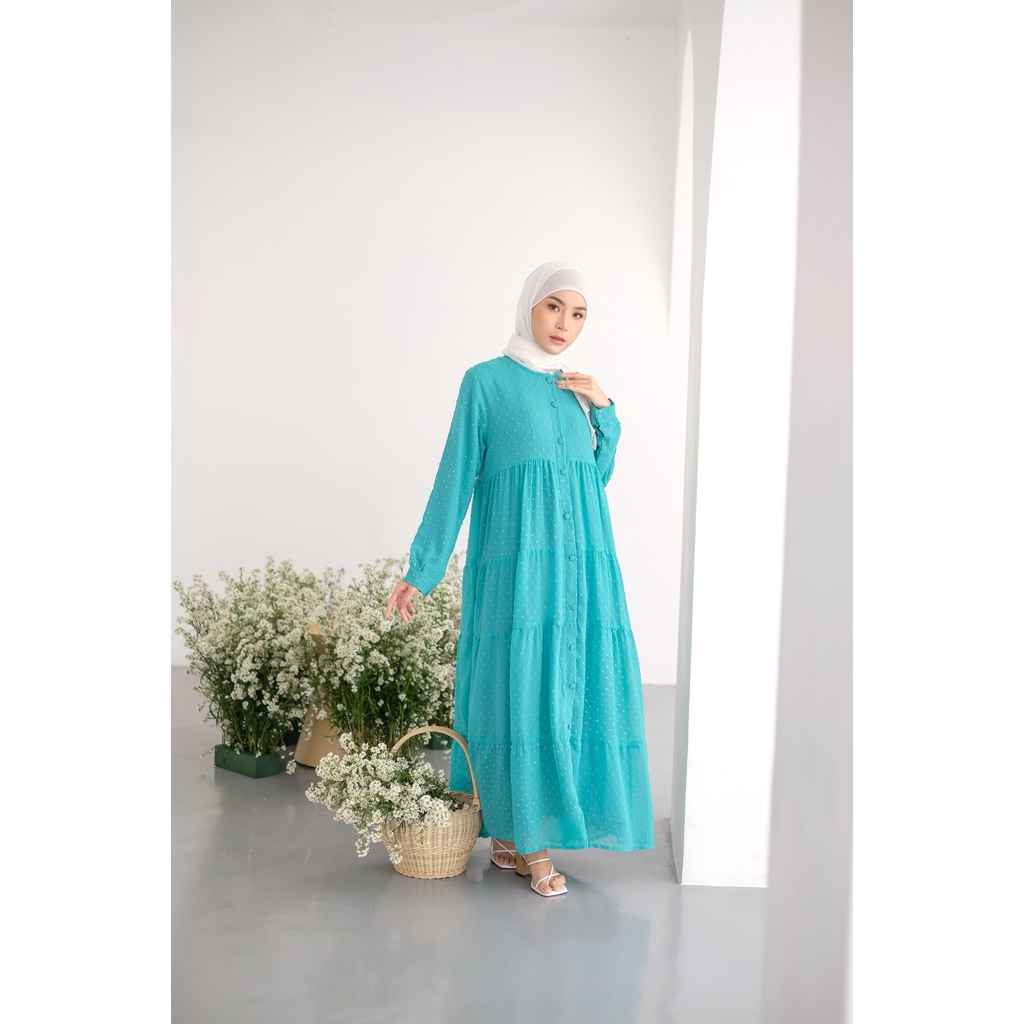 Dress Pesta Mewah | RUBY DRESS BLINK | Model Gamis Kekinian Bahan Ceruty Rubiah Impor