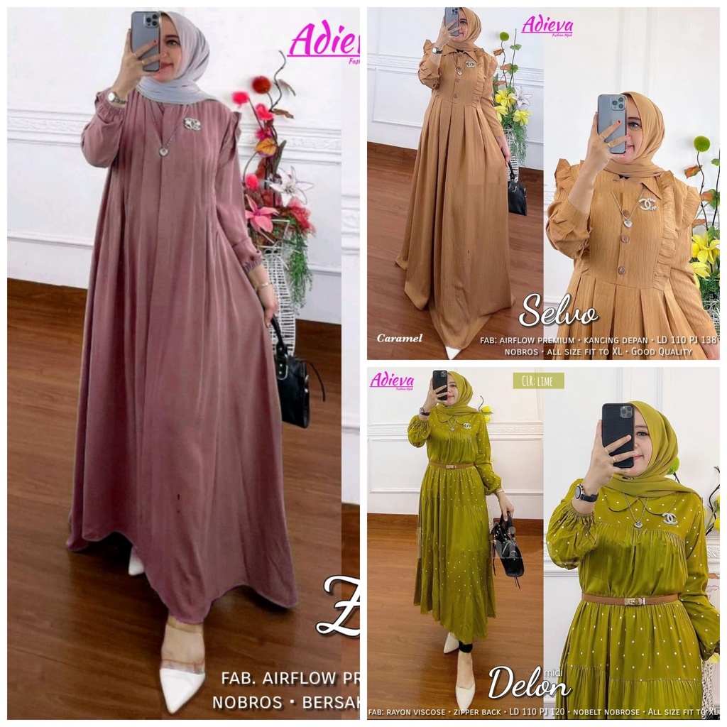 Gamis Dress New Delon Zouma Selvo Matt Airflow Premium Original Adieva