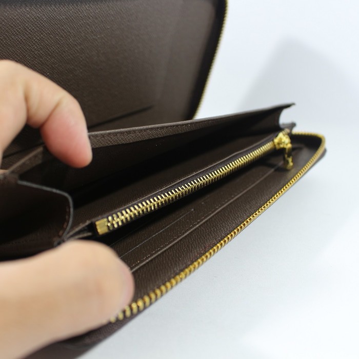 KUALITAS BAGUS DOMPET KULIT PANJANG PRIA WANITA IMPORT BRANDED | LV 803 BROWN DAMIER