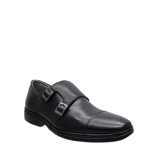 OBERMAIN - Genebra Strap Men Slip On Shoes - BLACK - KULIT ASLI