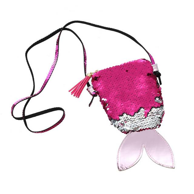 MINI SEQUIN SLING BAG / TAS MINI SELEMPANG MERMAID ANAK IMPORT KOREA MURAH LUCU PINK RAINBOW