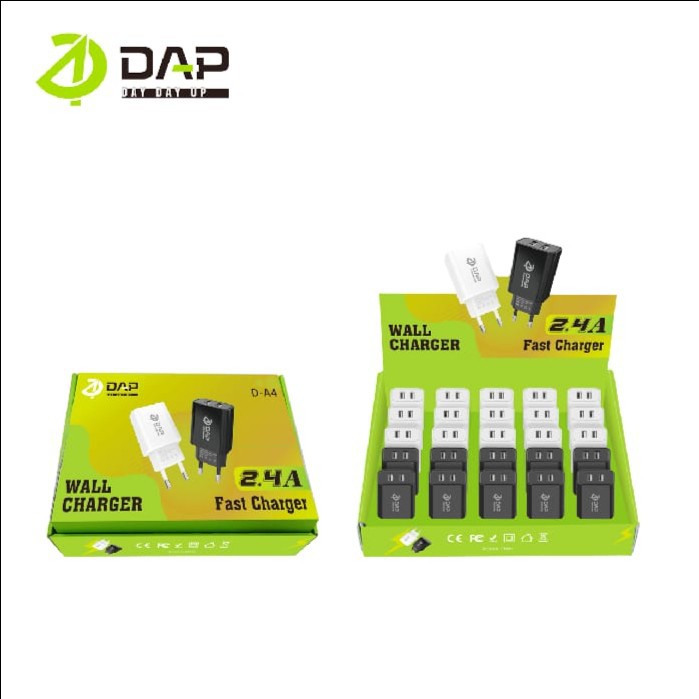 Travel Charger DAP D-A4 Adaptor Charger Dual Port USB 2.4A - SATUAN -