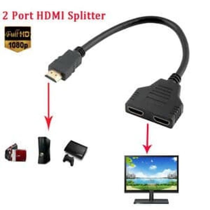 TERMURAH 30CM Hdmi splitter 2 port 1080P/ HDMI SPLITTER 1-2 30CM