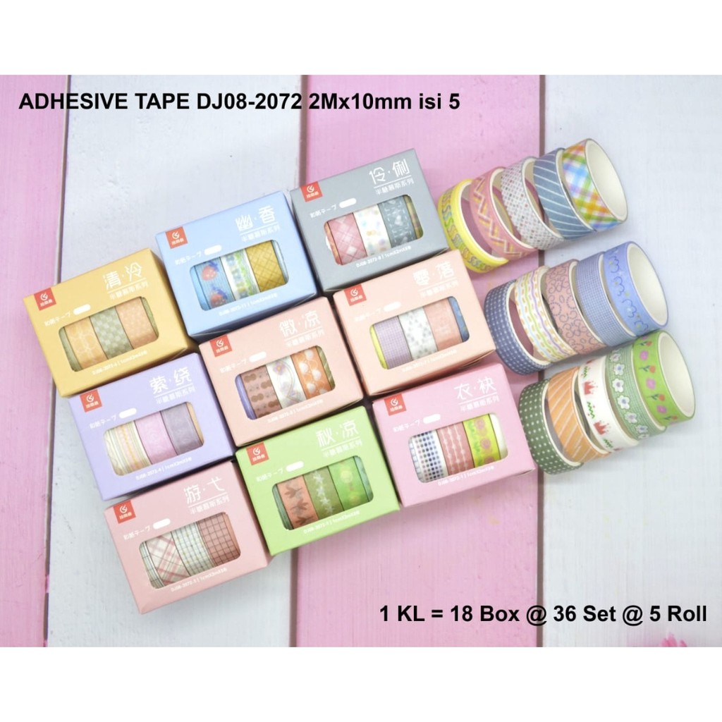 

washi tape isi 5 roll beny fancy kemasan dus