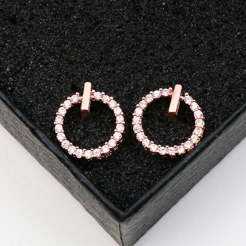 Anting Bentuk Lingkaran Bahan 925 Silver Gaya Korea Untuk Wanita