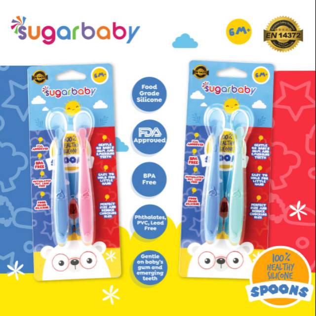 Silicone Spoon 2pc Bayi Sugar Baby / Sendok makan Bayi