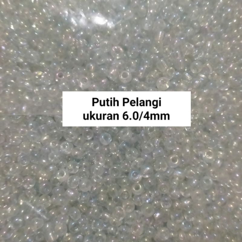 Mote Payet Pasir Ukuran 6.0/4mm Putih Pelangi - 10Gram