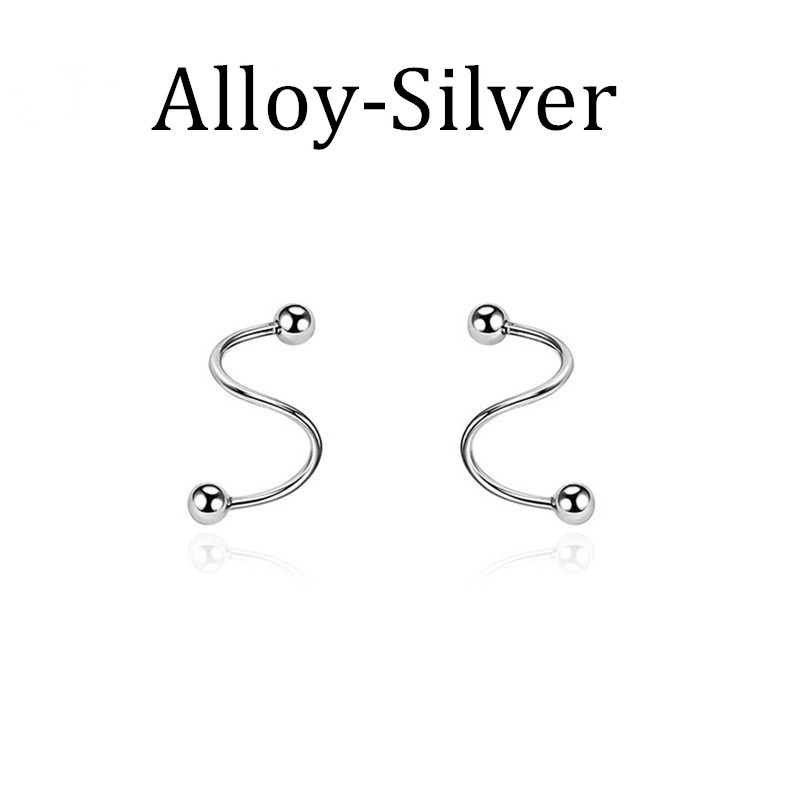 S925 Anting Bentuk Spiral Gaya Retro Untuk Wanita-Alloy-silver