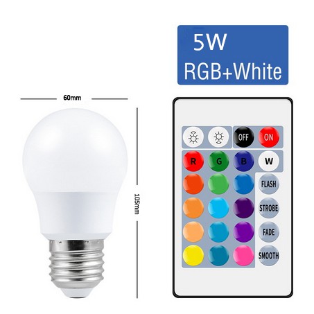 E27 Bohlam LED inframerah remote control kontrol lampu dimmable RGB LAMPU RGB-5 Watt