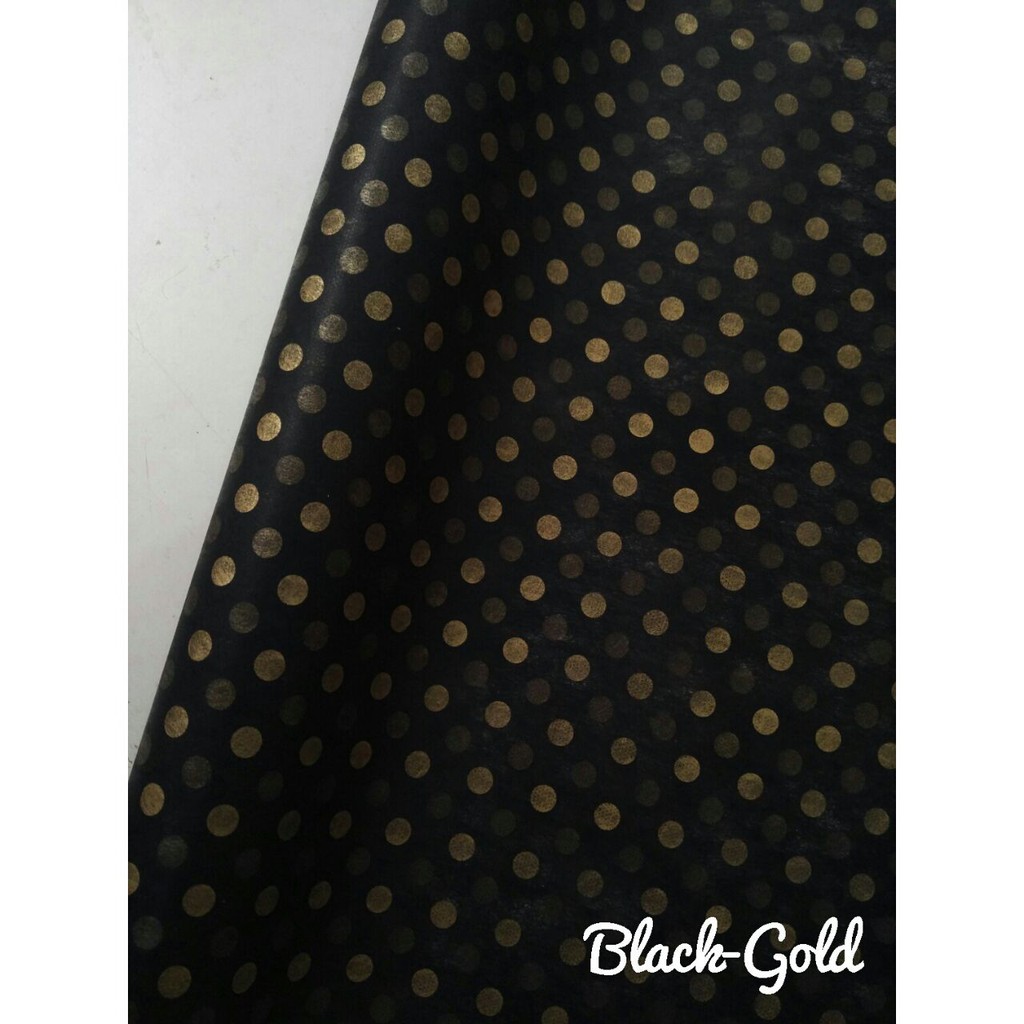 

TOKO ANQA-Kertas kado tissue motif polkadot Gold 56cm x 20meter