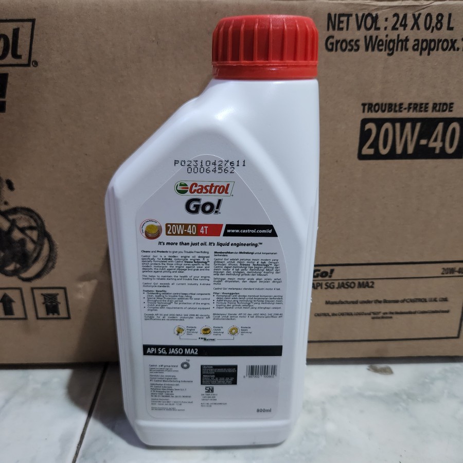 Oli Castrol GO Oil Mesin Motor 20W-40 4T 800ml 0.8L Perdus X 24 Botol