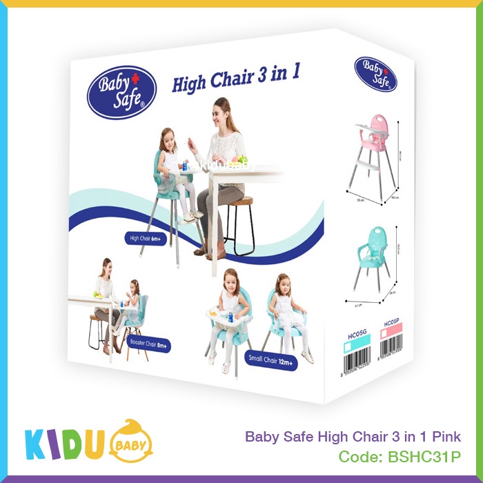 Baby Safe High Chair 3 in 1 Kursi Makan Bayi dan Anak Seat Bayi Kidu Baby