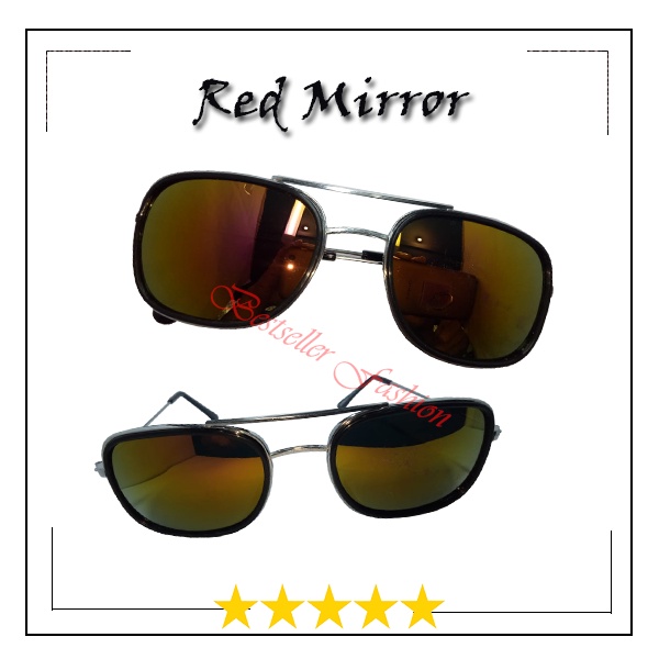 Ready Stok !!! Kacamata Hitam Sunglasses Metal Unisex Aviator Lensa Mirror Kacamata Anti UV Pria dan Wanita Dewasa NO CASE