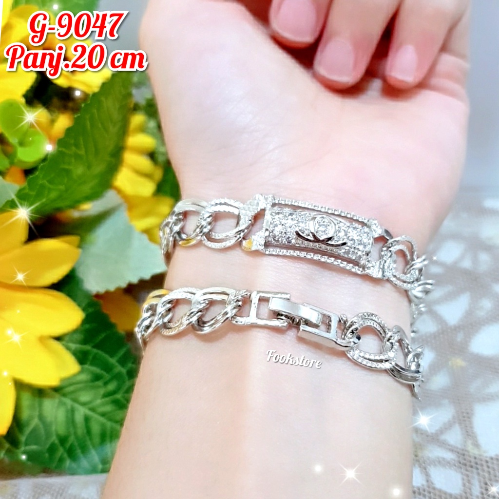 Gelang Tangan Xuping Gold Wanita Dewasa Motif Rantai Permata Cantik