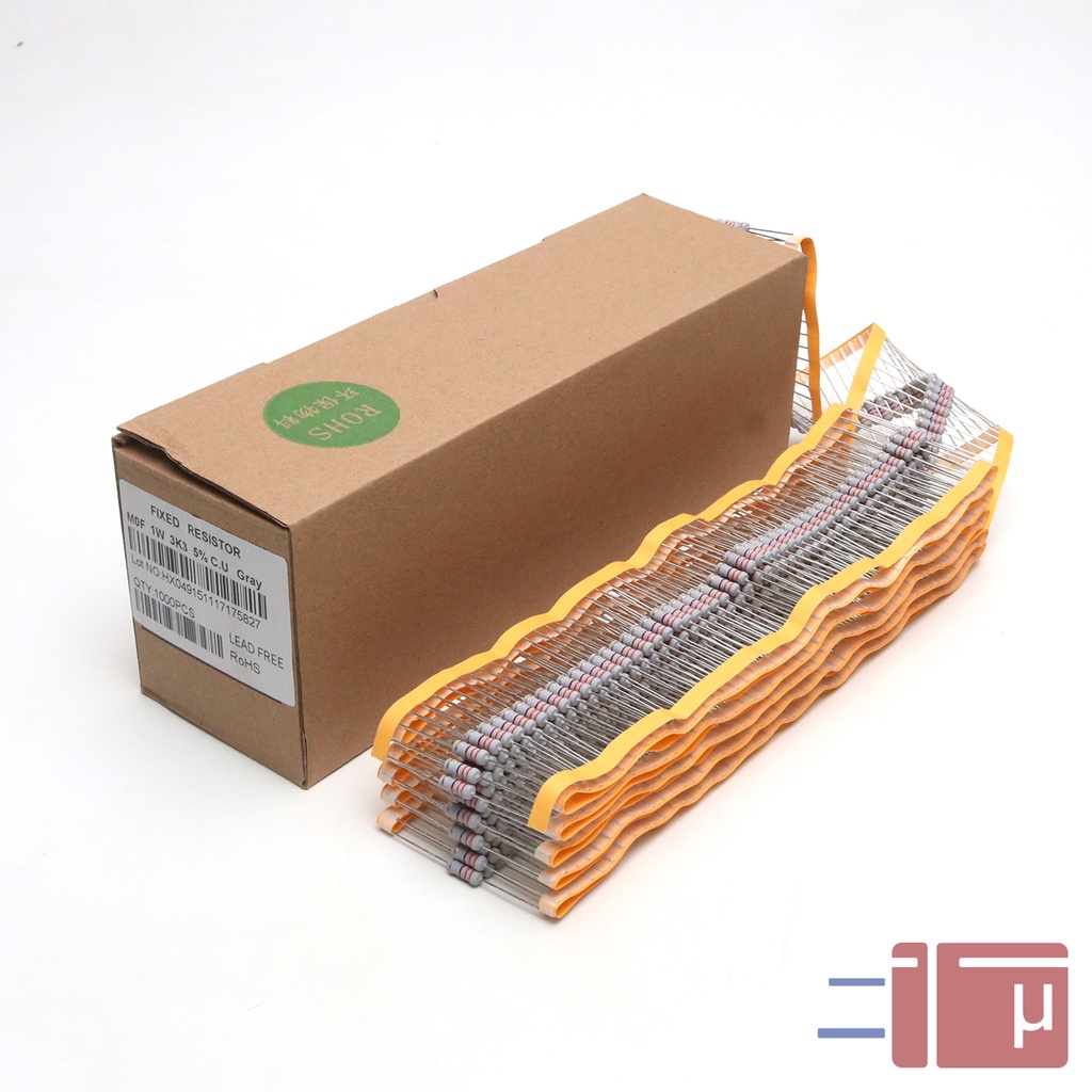 x10 Resistor 3K3 3.3K 1W Metal Oxide 5% Taiwan Kaki Tembaga