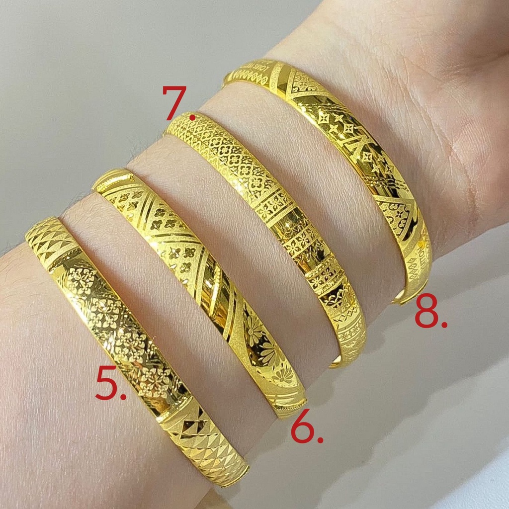 Gelang tangan anak dan dewasa emas asli kadar 700 70 16k bangle roll gold lebar ringan merk branded bunga stamp Chanell LVv 3 tiga gram gr g