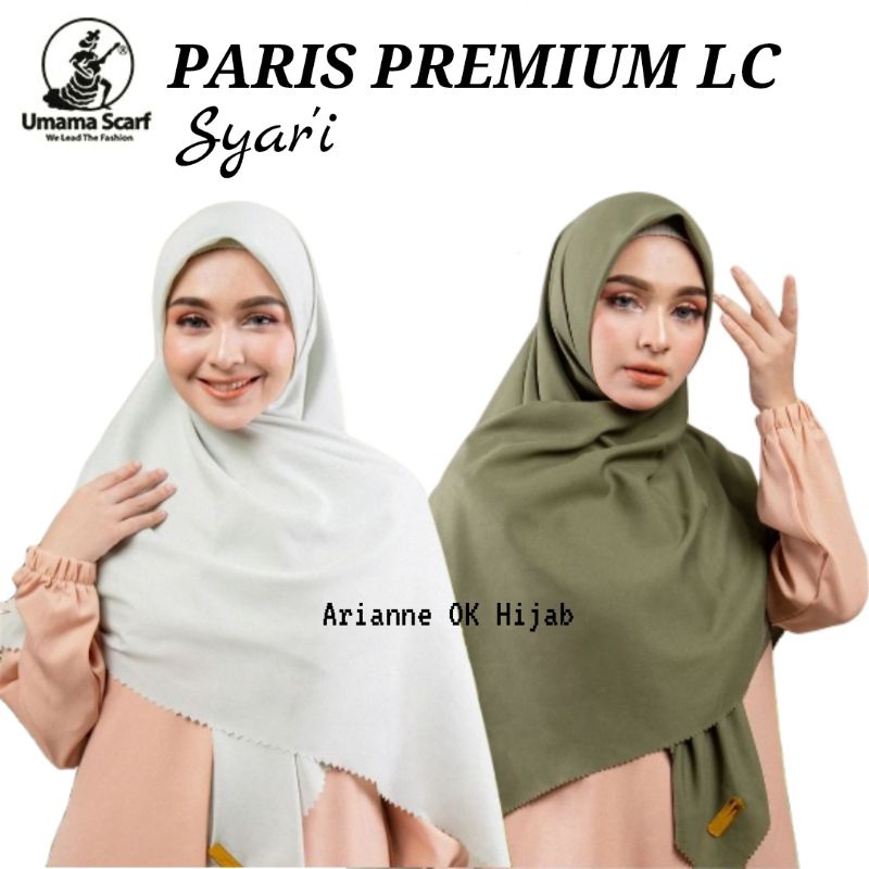 PARIS PREMIUM SYAR'I LC By Umama ORI Hijab Segi Empat SYARI Polos LACER CUT KERUDUNG KHIMAR