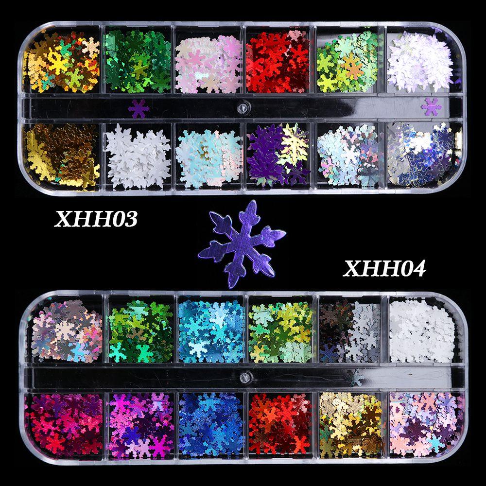 Preva Snowflake Nail Sequin 3D Glitter Stiker Natal Musim Dingin