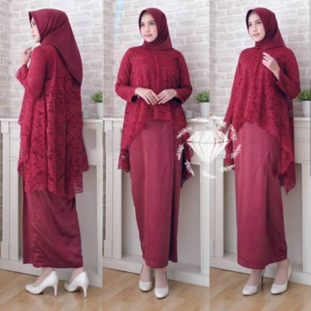 GAMIS SYARI HANUM PESTA MEWAH BAJU GAMIS WANITA REAL PIC SIZE L BUSUI KLOK 4M MERAH PUTIH SILVER