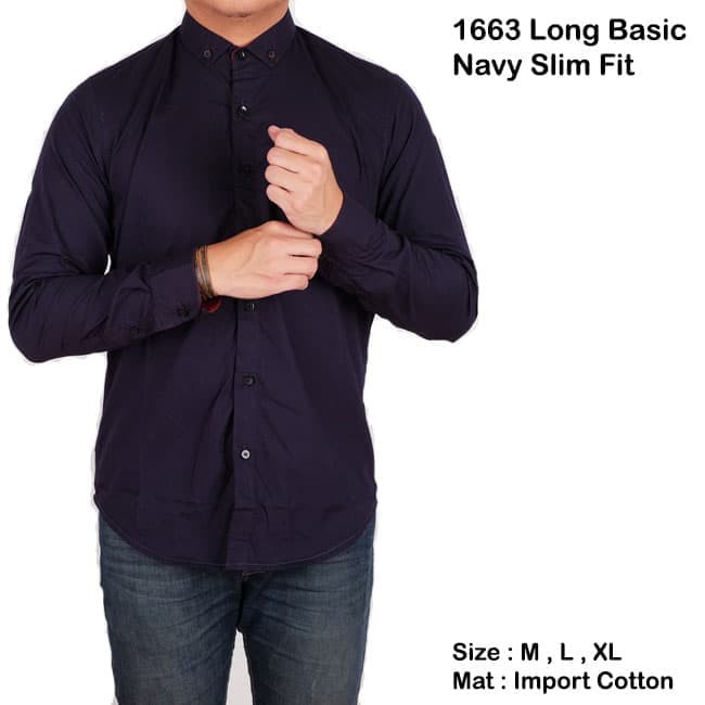 Baju Kemeja pria Lengan Panjang Biru Polos Slim / Baju Kerja Pria Model Terbaru Warna Biru Slimfit