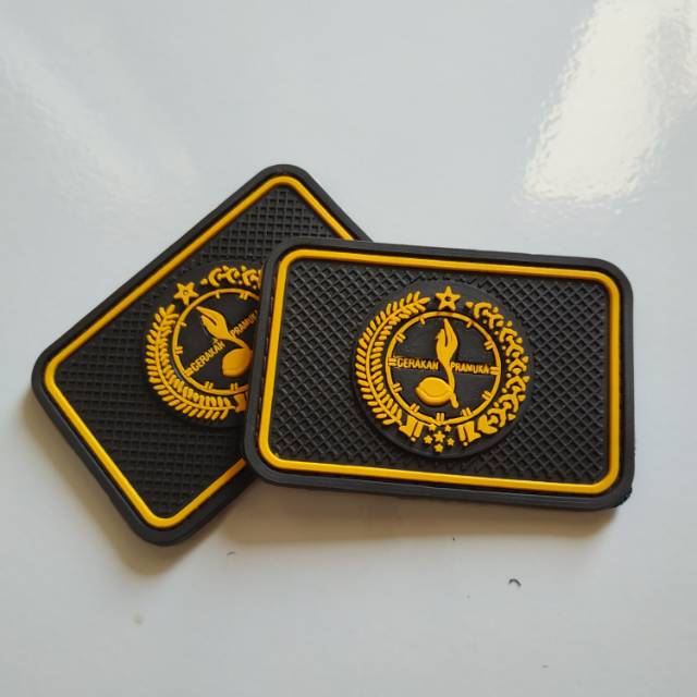 Patch rubber LOGO PRAMUKA TUNAS KELAPA KOTAK/SCOUT/tempelan karet emblem velcro