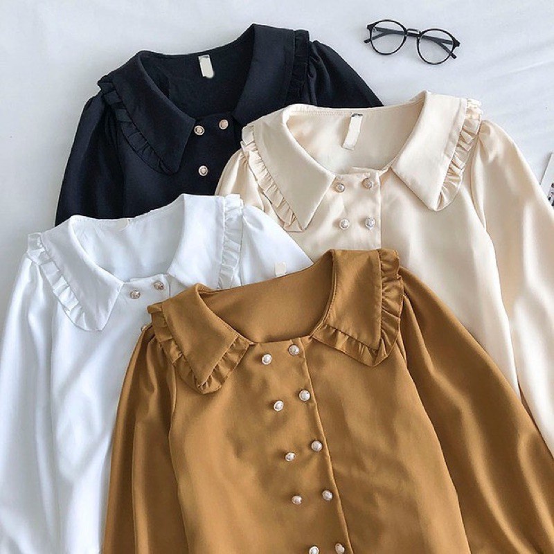 BEFAST - ZRX OOTD Wanita Blouse CANIA / Blouse Bloni /Gloni Blouse / Blouse Kekiniaan Remaja / Blouse Lengan Panjang / Blouse Ada Mutiara / Blouse Polos Casual / OOTD Wanita Remaja Kerja