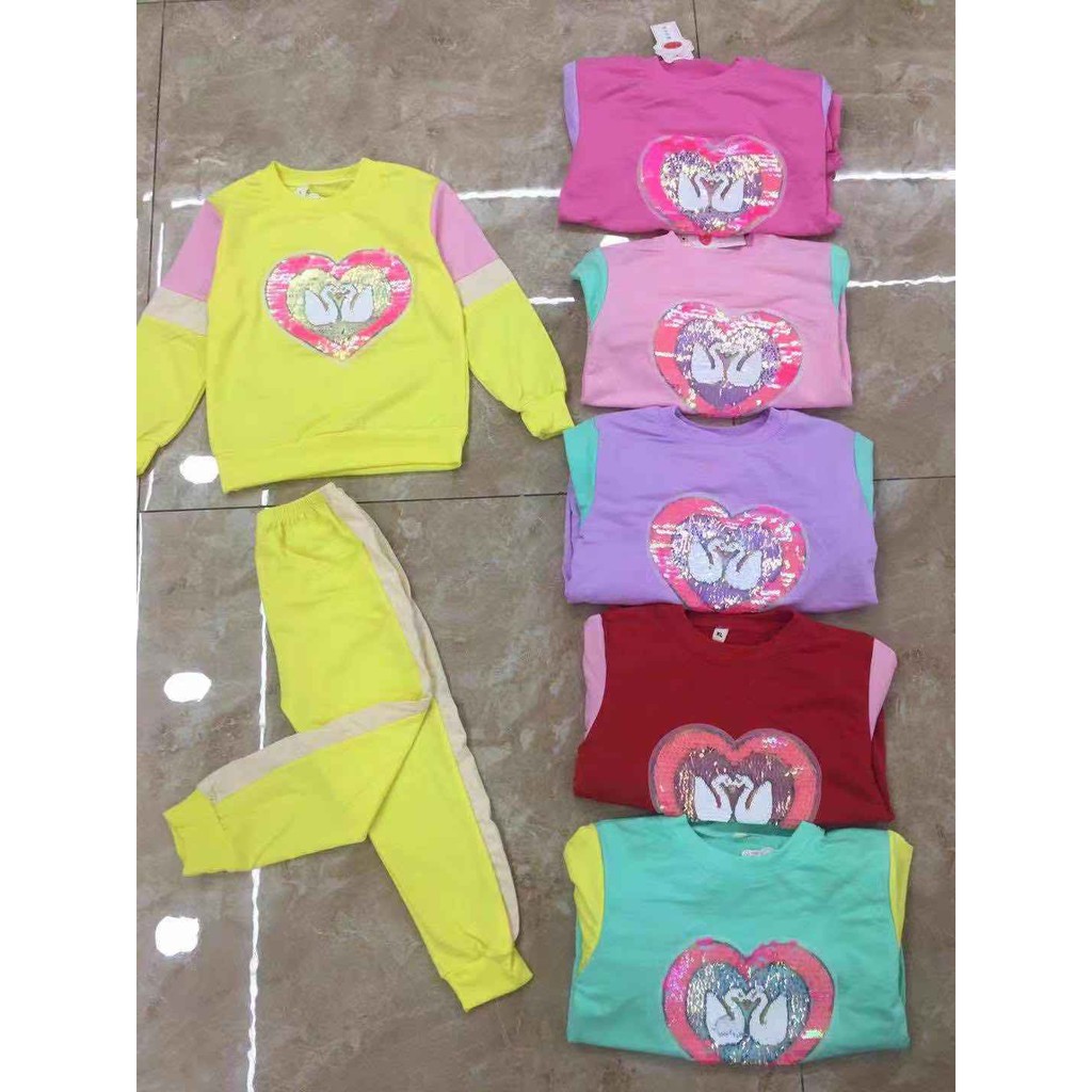 Setelan Sweater Import Anak Perempuan Usia 6 - 15 tahun | Stelan Baju Switer dan Celana Anak Cewek