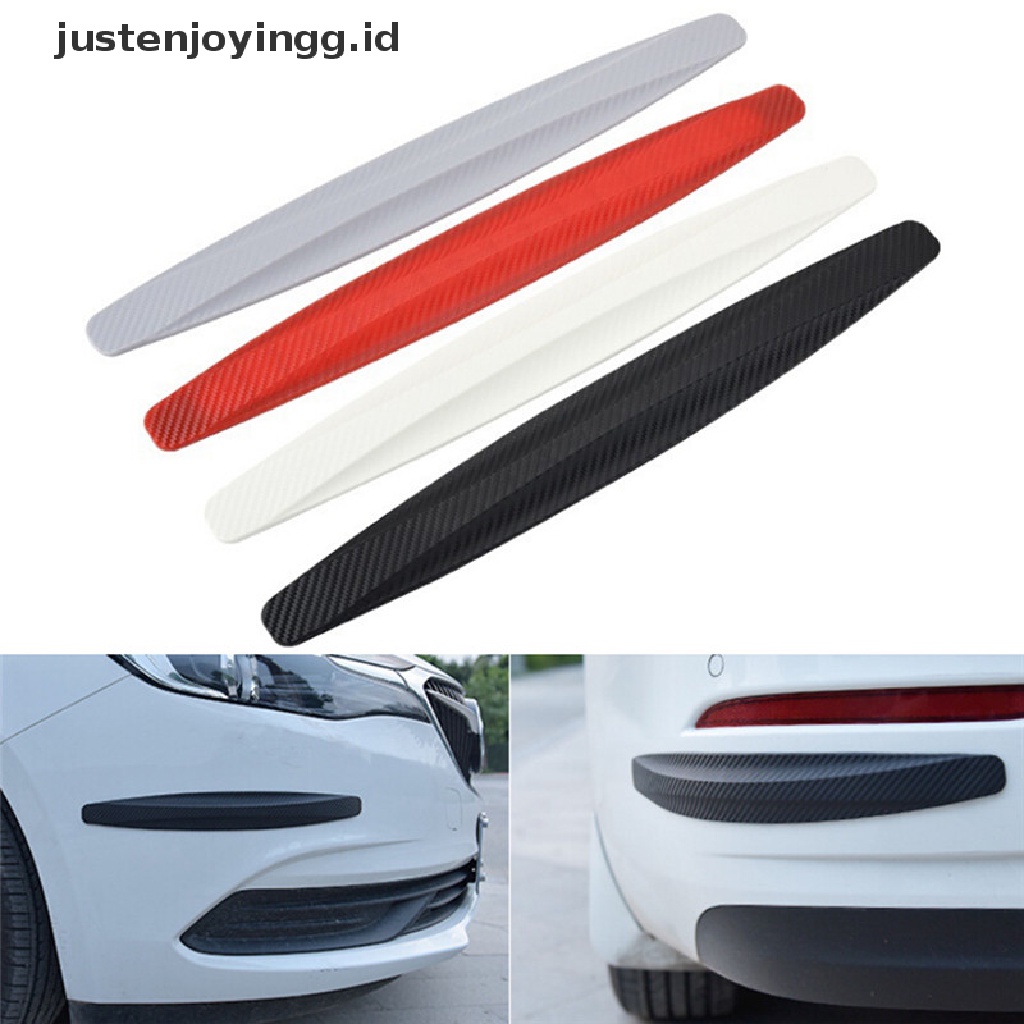 1 Pasang Stiker Pelindung Sudut Bumper Mobil Bahan Karet Motif Carbon Fiber