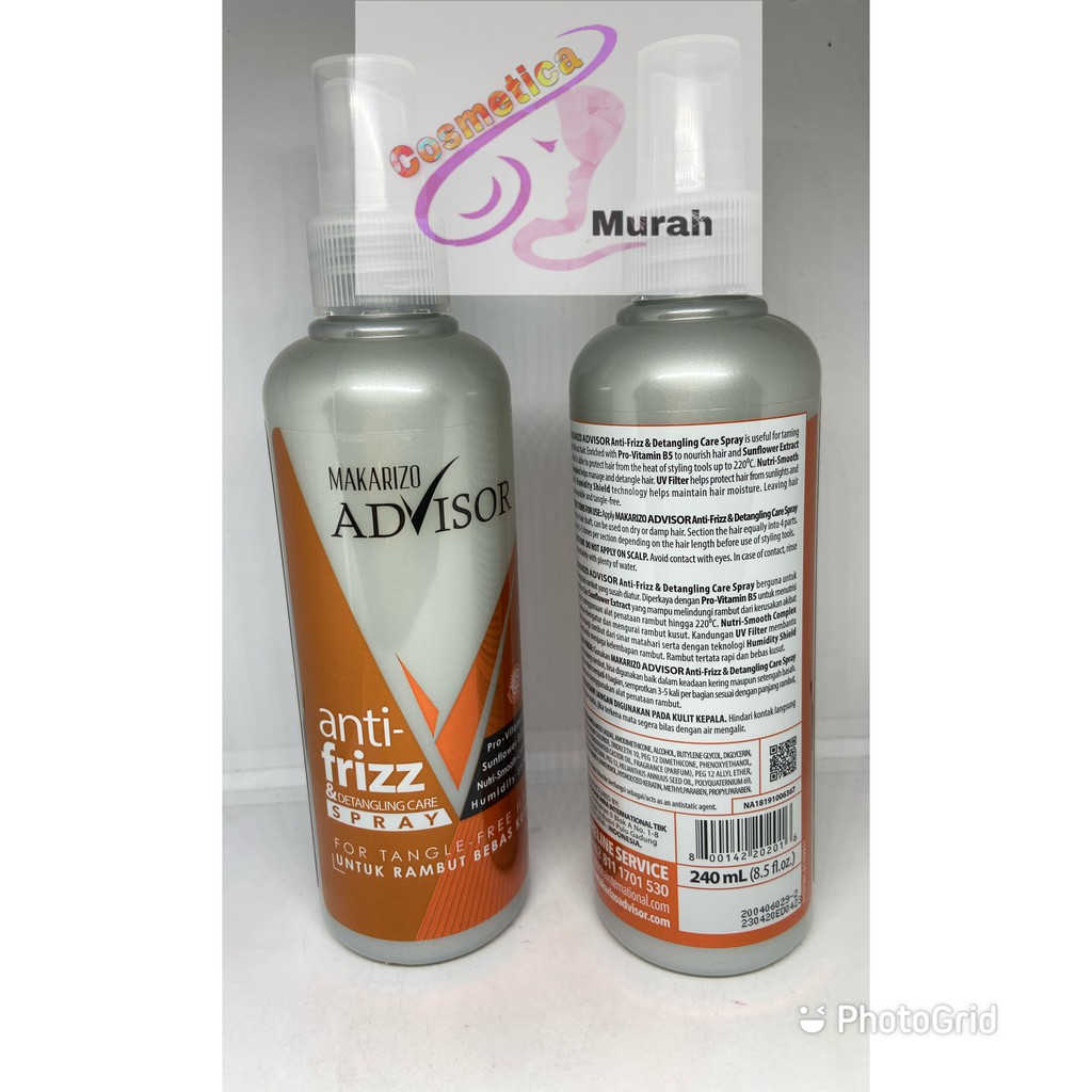 [ 240 ml ] makarizo advisor anti frizz &amp; detangling care spray / makarizo anti frizz spray