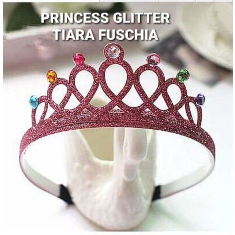 MAHKOTA ANAK PEREMPUAN PRINCESS / BANDO TIARA GLITER PRINCES IMPORT / AKSESORIS KOREA MAINAN