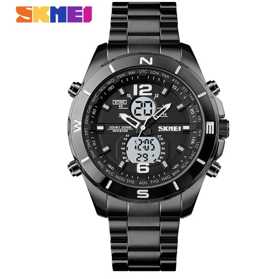 Jam Tangan Pria SKMEI 1670 Stainless Steel Analog Digital SKMEI Original