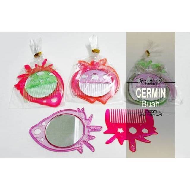 (ISI 100) BRO SOUVENIR sisir kaca buah kelinci karakter unik lucu murah-1